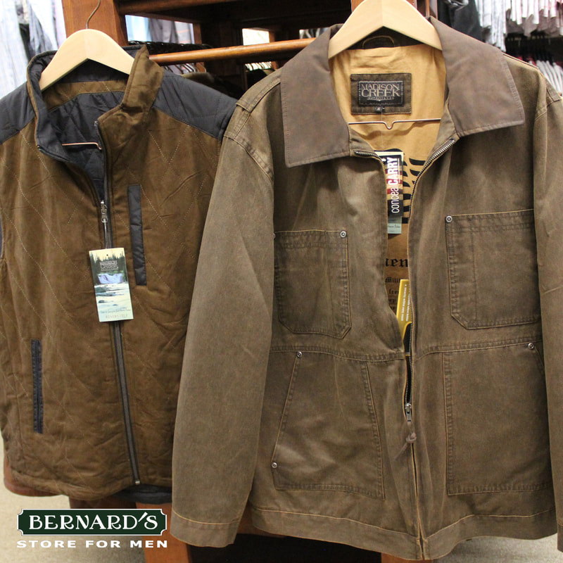 Madison Creek jackets and vests at Bernard's Store for men